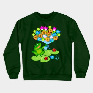 Frog with bouquet of flowers Crewneck Sweatshirt